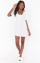 Ellen PJ Dress ~ White Crinkle Gauze