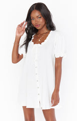 Ellen PJ Dress ~ White Crinkle Gauze