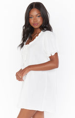Ellen PJ Dress ~ White Crinkle Gauze