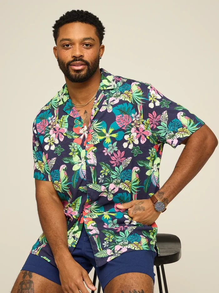 The Canopy (Rayon Sunday Shirt)- Navy - Image 1 - Chubbies Shorts