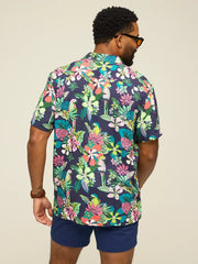 The Canopy (Rayon Sunday Shirt)- Navy - Image 2 - Chubbies Shorts