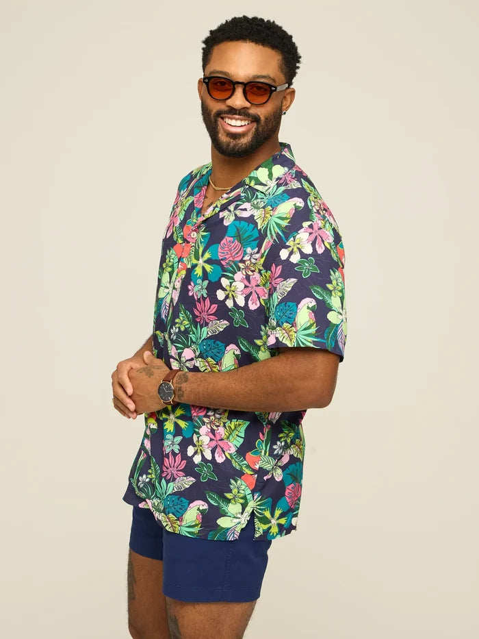 The Canopy (Rayon Sunday Shirt)- Navy - Image 3 - Chubbies Shorts