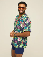 The Canopy (Rayon Sunday Shirt)- Navy - Image 3 - Chubbies Shorts