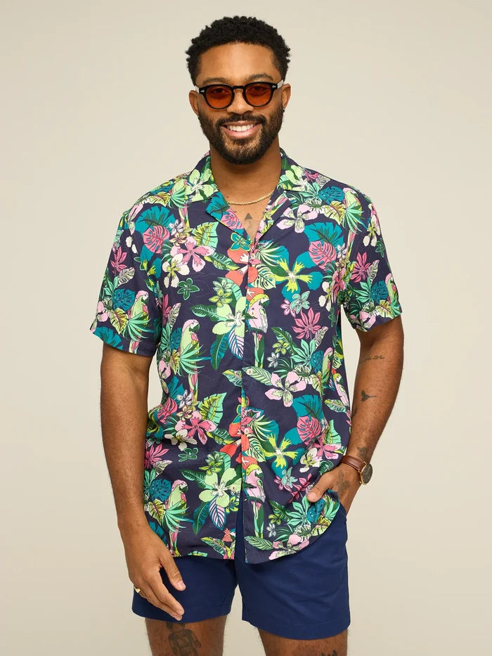 The Canopy (Rayon Sunday Shirt)- Navy - Image 4 - Chubbies Shorts