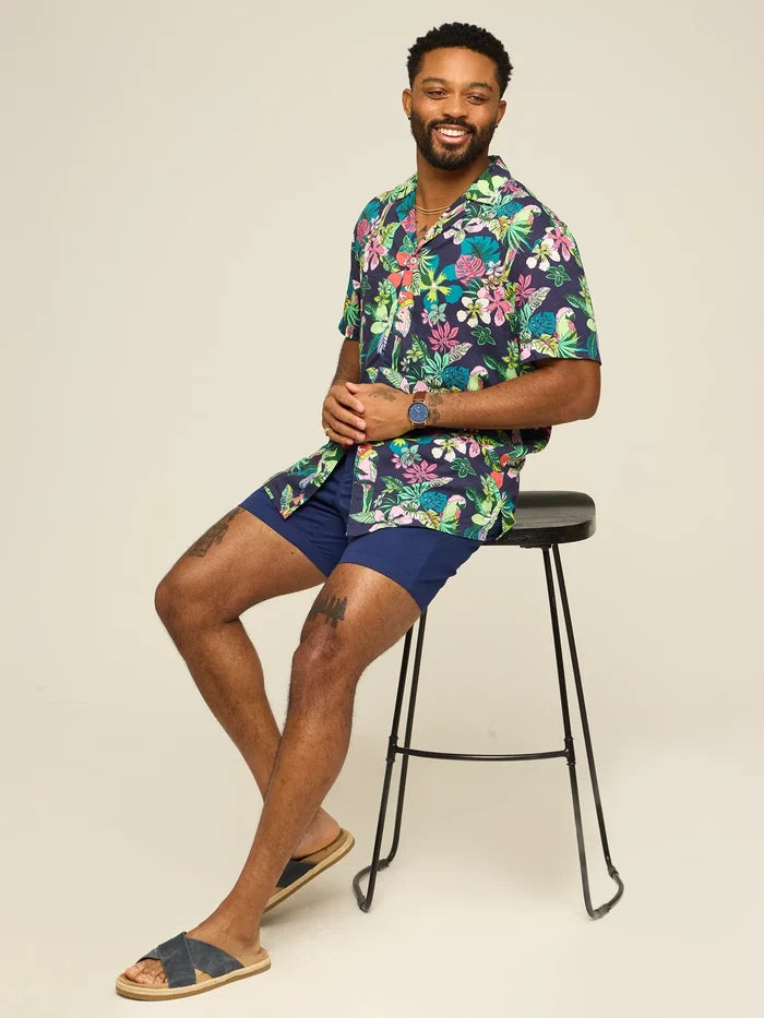 The Canopy (Rayon Sunday Shirt)- Navy - Image 5 - Chubbies Shorts