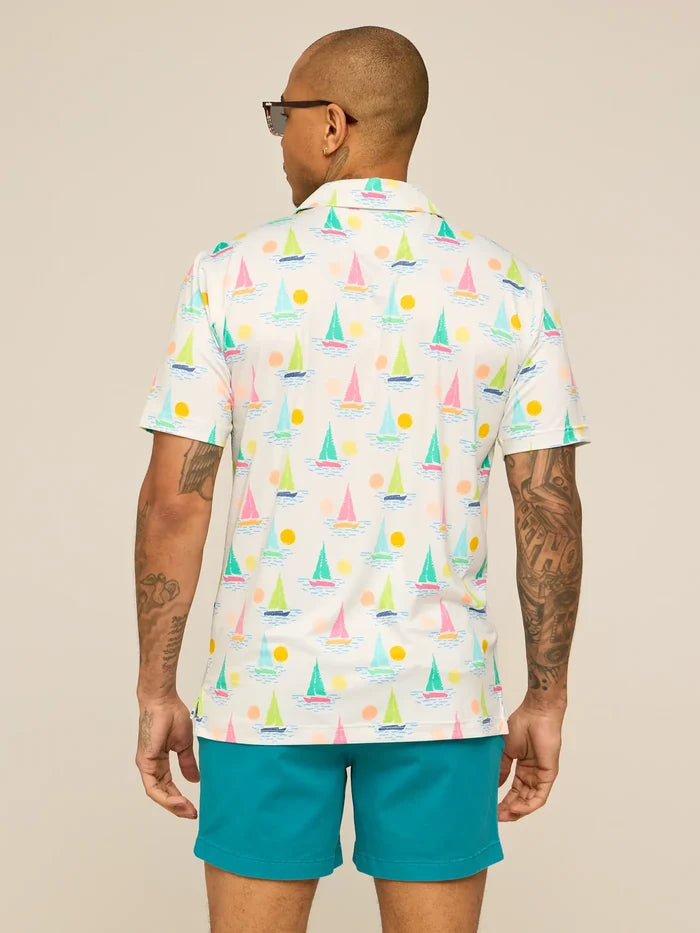 The Come Sail Away (Performance Polo)- White - Image 2 - Chubbies Shorts