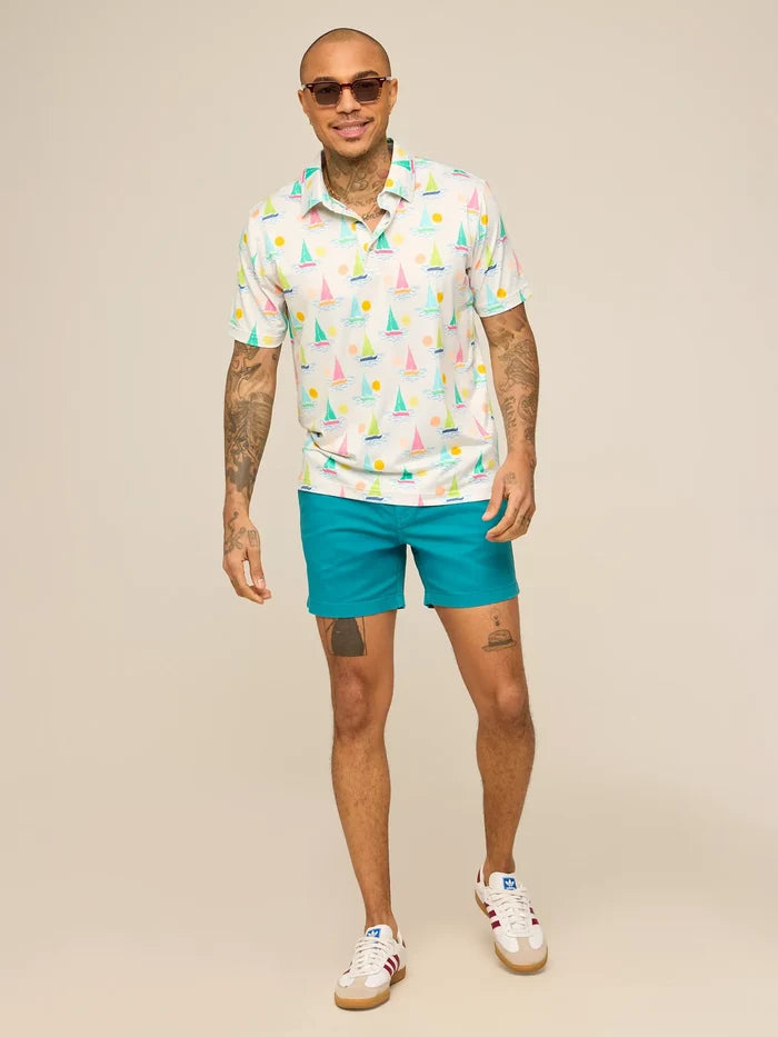 The Come Sail Away (Performance Polo)- White - Image 4 - Chubbies Shorts