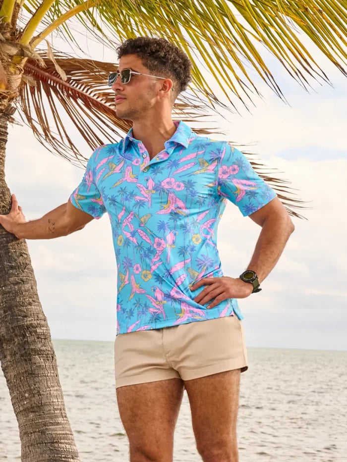 The Flock Party (Performance Polo)- Turquoise - Image 1 - Chubbies Shorts
