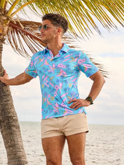 The Flock Party (Performance Polo)- Turquoise - Image 1 - Chubbies Shorts