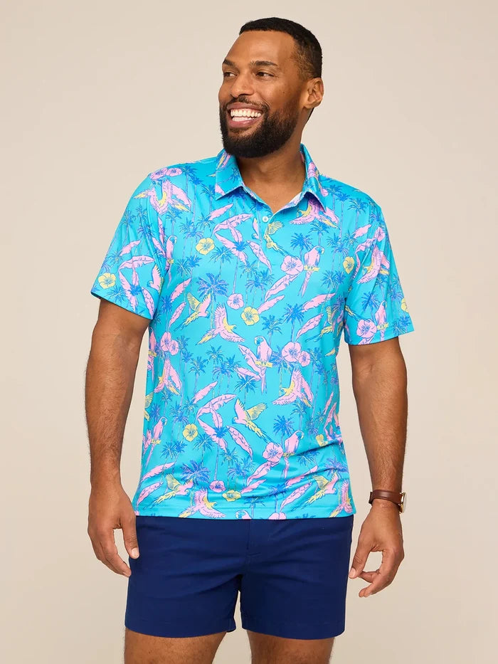 The Flock Party (Performance Polo)- Turquoise - Image 2 - Chubbies Shorts