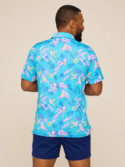 The Flock Party (Performance Polo)- Turquoise - Image 3 - Chubbies Shorts