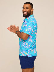 The Flock Party (Performance Polo)- Turquoise - Image 4 - Chubbies Shorts