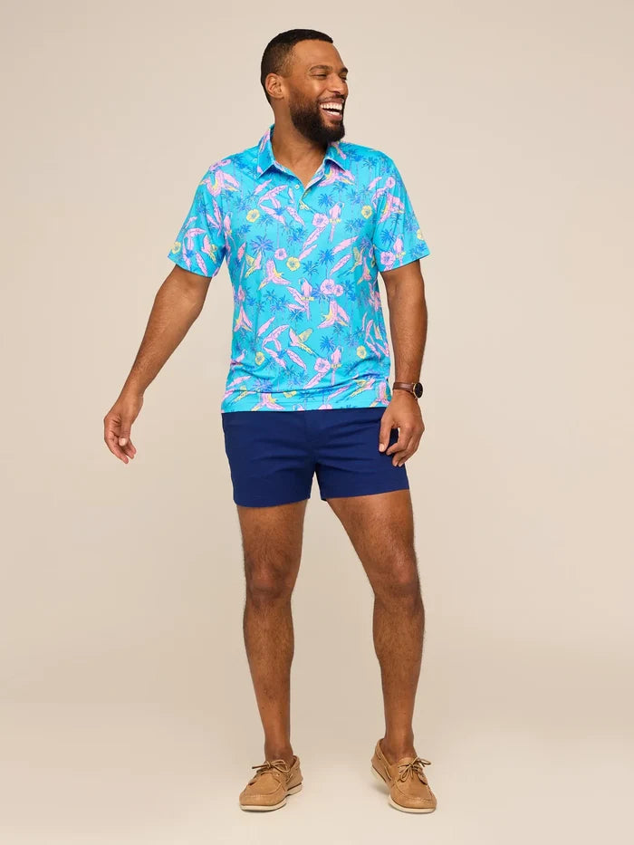 The Flock Party (Performance Polo)- Turquoise - Image 5 - Chubbies Shorts