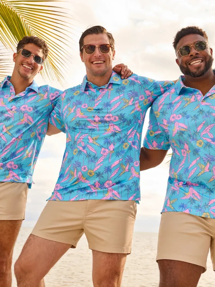 The Flock Party (Performance Polo)- Turquoise - Image 6 - Chubbies Shorts