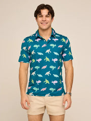 The Turtally Awesome (Performance Polo)- Green - Image 1 - Chubbies Shorts