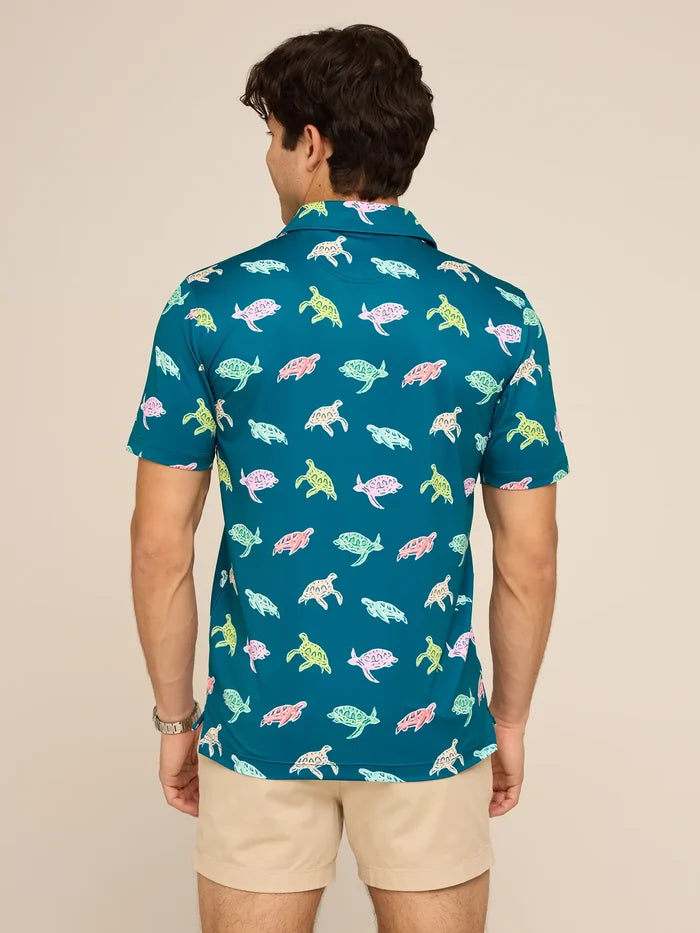The Turtally Awesome (Performance Polo)- Green - Image 2 - Chubbies Shorts